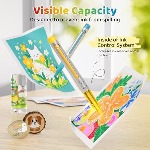 HOTU Long Lasting Acrylic Paint Markers Brush Tip 36 Colors, Automatic Ink Control Acrylic Markers for Adults Coloring Book No bleeding, Paint Pens for Rock Painting Fabric Wood Eggs DIY Crafts - Thumbnail 4