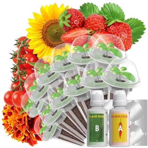 LYKOCLEAN Flower Fruit Seed Pods for AeroGarden, Ahopegarden, iDOO Hydroponics Growing System Indoor, 350 Seeds+ Including Dwarf Sunflower Bambino, Marigold, Red Tomato, Red Strawberry (12-Pods) - Image 1