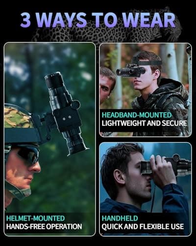 4K HD Night Vision Goggles with Helmet Mount, 8X Zoom, 1968ft View Range, Dual Display Screens and 64GB Card for Outdoor Activities, Dark Black - Thumbnail 6