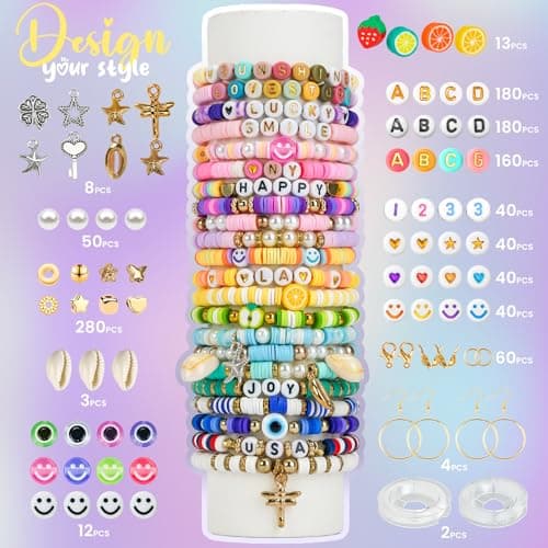 Sunlode 30,000Pcs Clay Beads Bracelets Making Kit, Beads for Bracelets 6 Boxes Bead for Jewelry Making Kit Friendship Bracelet Gifts Trendy Stuff Letter Bead Craft Adult - Thumbnail 3