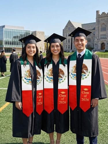 GraduatePro Mexican Flag Graduation Stole 2026 – 72" Adult Unisex Graduation Sash for High School College Graduate, Class of 2026 Gifts for Him Her, Patriotic Regalia Stole - Thumbnail 3