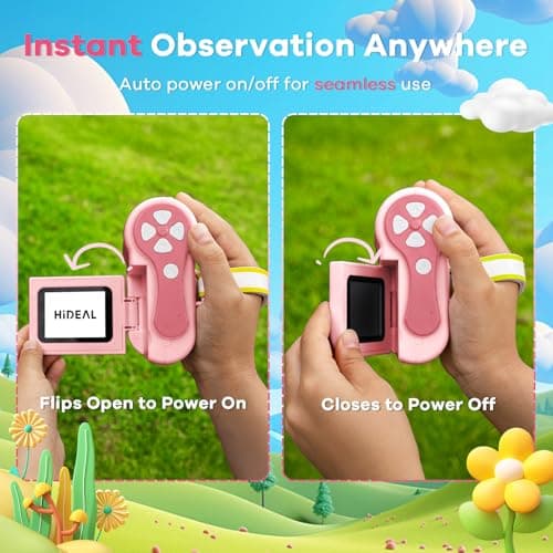 Hideal HP60 IPS Microscope for Kids: [Auto On & Off] [3-in-1] 2" Portable Handheld Microscope Miniscope, Pocket Mini Scope Educational Science Kit, Christmas Birthday Gifts for Kids, PC View, Pink - Thumbnail 2