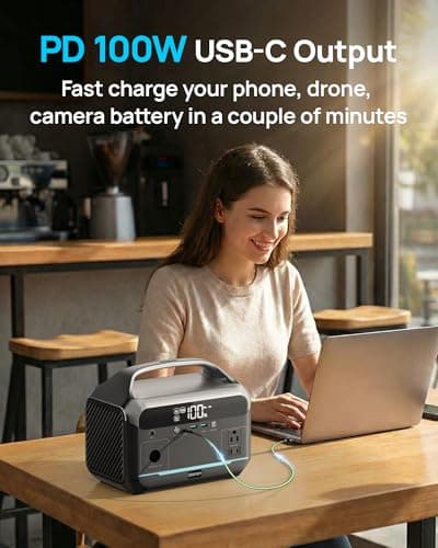 DaranEner Portable Power Station 600W, 288Wh LiFePO4 Battery Backup Power w/2×600W AC Outlets (1200W Surge), 2.2H Fast Charging, Solar Generator for Outdoor Camping/RVs/Home Emergency (Solar Optional) - Thumbnail 4