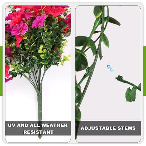 Fake Artificial Hanging Morning Glory Flowers for Outdoor Planters Porch Pation Decoration,2 Bundles UV Resistant Silk Faux Flowers with Realistic Eucalyptus Plants for Home Office Garden Decor - Thumbnail 4