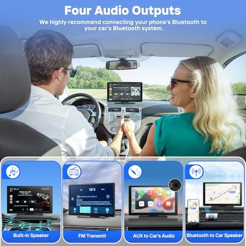 9" Wireless Apple Carplay Screen for Car with 4K Dash Cam, Portable Apple Carplay & Android Auto with 1080p Backup Camera DVR, Voice Control/GPS Navigation/Mirror Link/BT - Thumbnail 5