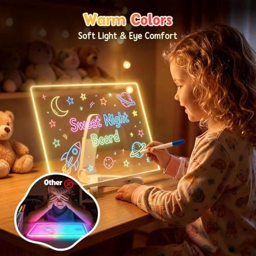 Warm Led Drawing Board for Kids, 17" Flicker-Free Led Note Board with Upgrade Bracket, Soft Light Board with 12 Markers, Holiday Gifts for Kids Ages 3-12, Girl Gifts Boy Gifts - Thumbnail 2