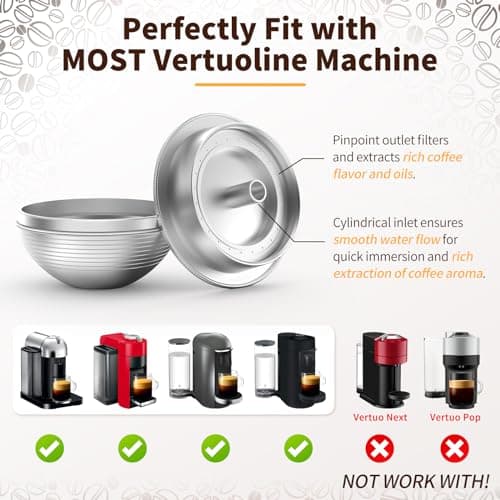 AANQQ Reusable Vertuo Pods for Nespresso: Lightweight Machine-Friendly Metal Coffee Capsule - SGS Tested Refillable 2.4OZ Espresso Pod for Nespresso Vertuo & Vertuo Plus, Not for Vertuo Next/Pop - Thumbnail 3