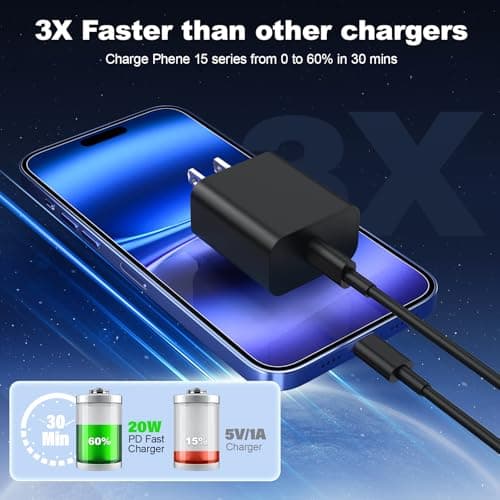 Compatible with iPhone 17 16 Charger Fast Charging,2 Pack USB C Charger Block,Type C Chagers with 6ft USB C Cable Compatible with iPhone 16/15/ Pro Max/Pro/Plus/Pad,Galay S25/S24/Plus/Ultra,Black/Pink - Thumbnail 2