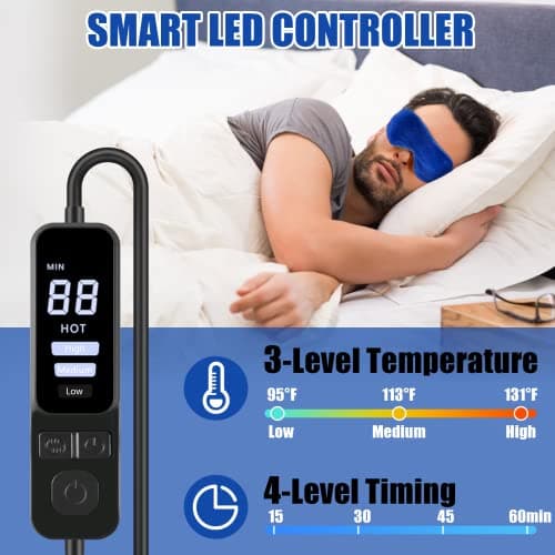 Heated Eye Mask, Dry Eye Mask Heat Eye Compress with Flaxseed, Warm Eye Compress Heating Pad with Temperature Timer Control for Sleep, Blepharitis, Dark Circles, MGD, Puffy Eyes - Thumbnail 4