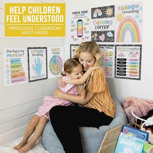 Hadley Designs Calming Corner Posters for Classroom Decor -9 Calm Down Corner Supplies Classroom Must Haves, 11x17 Feelings Emotions Chart for Kids, Pastel Mental Health Posters for School Counselors - Thumbnail 3