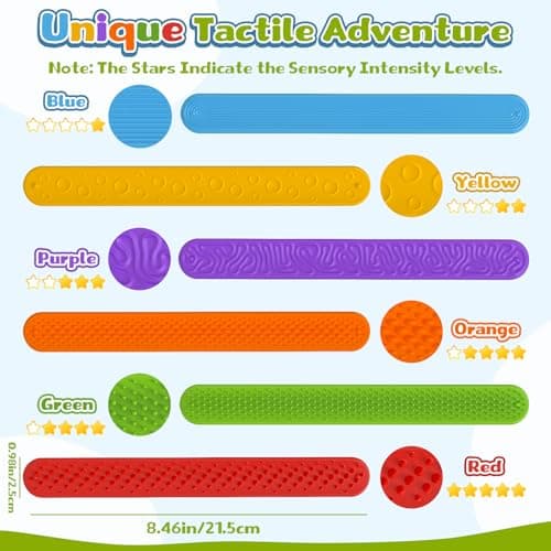 HOMQYTE 6 PCS Fidget Slap Bracelets Toys for Kids Adults Textured Silicone Bracelet Sensory Toys for Autism Anxiety ADHD Calm Down Corner (Multicolor 1, 6 Pcs) - Thumbnail 2