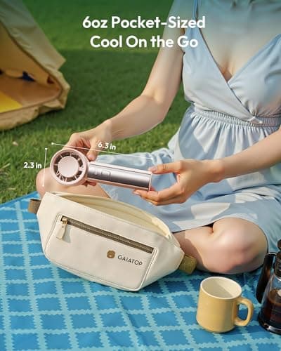 Gaiatop Small Handheld Personal Fan, Powerful High Speed Turbo Cooling, 4000mAh USB Rechargeable Battery Powered Mini Portable Fan for Travel, Outdoor Essentials, Summer Gifts for Women Girls, Pink - Thumbnail 6