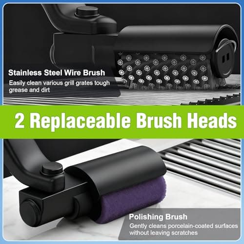 Electric Grill Brush, Cordless Rechargeable BBQ Grill Cleaning Brush, 180° Adjustable Angle, 3-Speed Motor, Stainless Steel Head, Electric Grill Cleaner for Outdoor Grill, Gas BBQ Grates & Griddles - Thumbnail 6