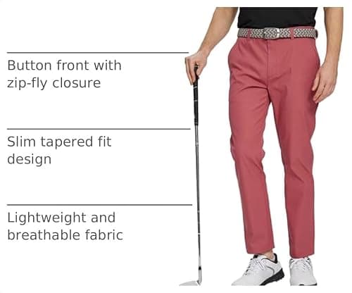 M MAELREG Dress Pants for Men Straight Fit Stretch Quick Dry Lightweight 5 Pockets Business Casual Golf Pants Men Cranberry - Thumbnail 4