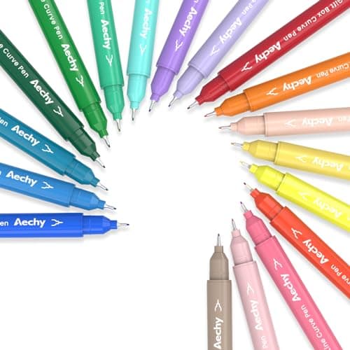 AECHY 18PCS Curve Highlighter Pen Set, Dual Tip Marker Pens with 18 Different Curve Shapes & 18 Colors Mark Lines, Aesthetic Curve Marker Highlighter for Journal Planner School Supplies - Thumbnail 4
