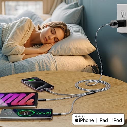 Xnewcable Multi Charging Cable 4ft 2Pack 3 in 1 Charger Cord, Multiple Rapid Nylon Braided Cable USB Charging Cable Multi Phone Charger Cord with Type C Micro Lightning USB Connectors for Cell Phones - Thumbnail 2