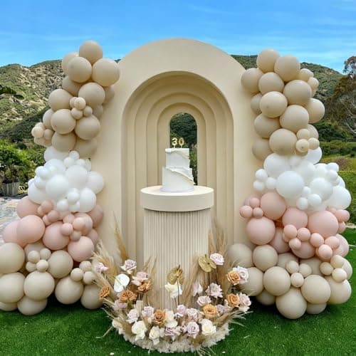 Dusty Pink Nude Gold Balloons, 60Pcs 12Inch Pink Sand White Nude Gold Biege Balloons for Boho Baby Shower Wedding Bridal Shower Engagement Birthday Party Decorations - Thumbnail 3