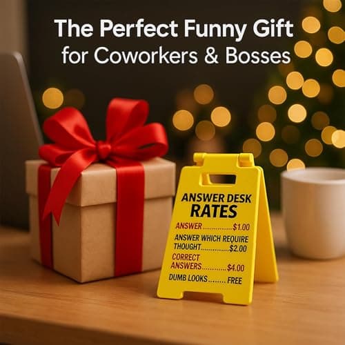 VDOR Office Desk Accessories Sign: Funny Gag Gifts Mini ANSWER DESK RATES Sign for Coworker & Boss – Cubicle Decor Home Office - Thumbnail 5