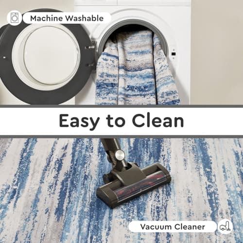 tchdio 5x7 Area Rugs for Living Room, Machine Washable Rug Modern Abstract Area Rug, Non Slip Rugs for Bedroom Rug, Soft Indoor Carpet for Living Room Office Dorm, Blue - Thumbnail 5
