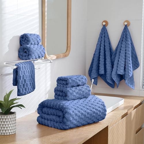 NALIVO Oversized Bath Towels 40x80 Inches Extra Large Bath Sheets for Adults Super Soft Quick Dry Highly Absobent Microfiber Shower Towels for Bathroom（Blue, 6Piece - Thumbnail 2