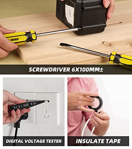 DOWELL Small Homeowner Tool Set 9 Pieces General Household Small Hand Tool Kit with Plastic Tool Box Storage Case - Thumbnail 4
