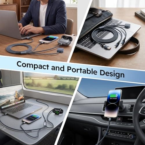 Cruise Essentials 2026, 3 in 2 Multi Charging Cable for iPhone Watch Charger/iPhone 17/IP, iWatch Charger, Travel Camping Essentials Compatible with iWatch 11-2/Ultra/iPhone 17-8,Car (2Pack,5FT) - Thumbnail 3