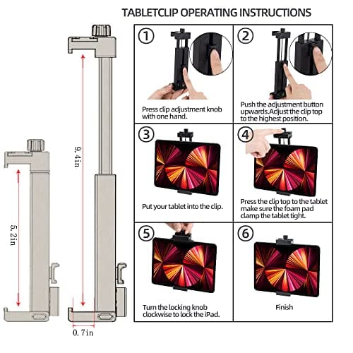 teefeet Tablet Tripod 53 inch Aluminum Tablet & Phone Tripod for iPad Pro/iPhone, Lightweight Travel Stand with Wireless Remote & Bag(Red) - Thumbnail 5