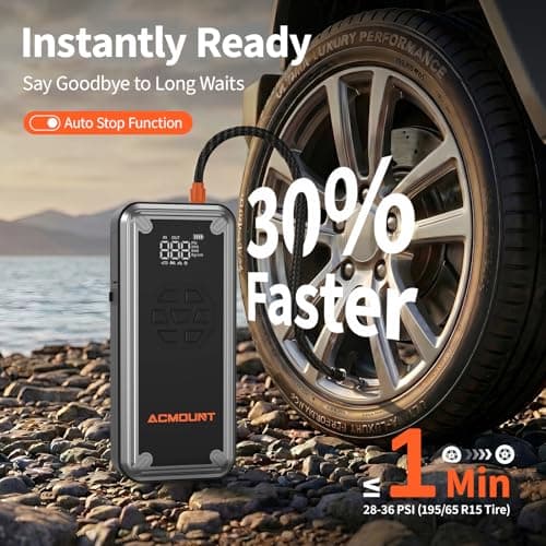 Acmount W160 Jump Starter with Air Compressor, 5000A Portable Car Jump Starter 150PSI Tire Inflator/Air Pump, 12V Battery(Up to 9L Gas/8L Diesel Engine) Jump Pack, Car Emergency Kit, Idea Gift for Man - Thumbnail 4