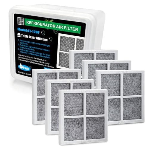 LT120F Refrigerator Air Filter Replacement for LG LT120F Kenmore Elite 46-9918, 469918, 9918, Compatible with ADQ73214402,ADQ73214403, ADQ73214404, ADQ73334008，LRFDS3016S， 6 Pack
