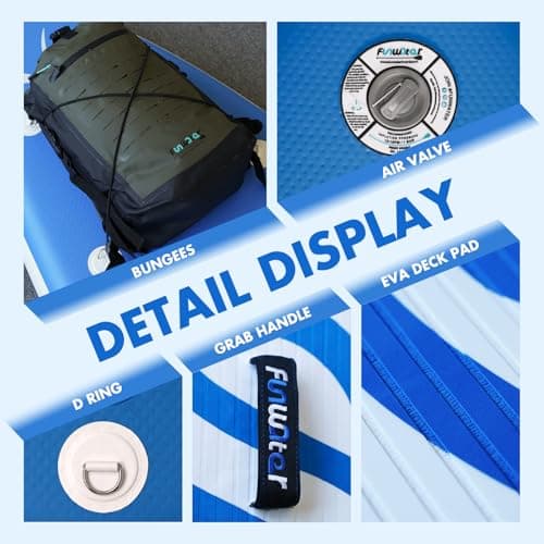 FunWater 10'×31"×6" Inflatable Stand Up Paddle Board with Premium SUP Paddleboard Accessories, Wide Stable Anti-Slip EVA Deck,Paddle Boards for Adults & Youth of All Skill Levels - Thumbnail 3
