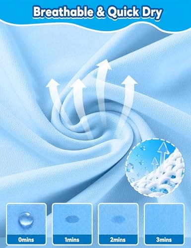 RIKUAOU Boys Hooded Rash Guard Fishing Shirt, UPF 50+ Kids Long Sleeve Sun Hoodie, Youth UV Protection Beach Swim Shirts Light Blue - Thumbnail 6