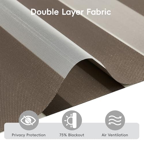 GHV Corded Zebra Blinds for Windows Room Darkening Blinds Dual Layer Privacy for Home and Office (Coffee, 37 in(W) x 72 in(H)) - Thumbnail 2