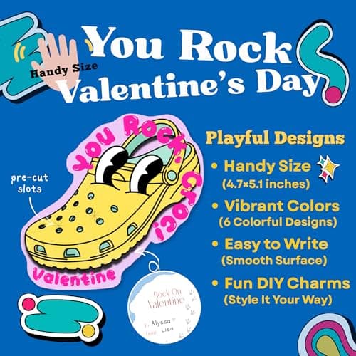 Poatel Valentines Day Cards for Kids School, 30 Kids Valentine Cards with 48 Cute Shoe Charms, Valentines Exchange Cards for School Classroom - Thumbnail 5