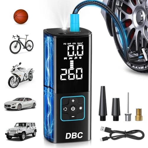 DBC Tire Inflator Portable Air Compressor, 3X Faster Cordless Bike Pump, 20000mAh & 150PSI Portable Air Pump for Car Tires With Digital Dual Values Display for Car, Bike, Motorcycle, Ball - Image 1