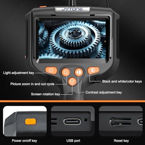 JYTONE Endoscope Camera with Light, 5.5mm Waterproof Borescope with 4.3" HD Screen, 16.5ft Semi-Rigid Cable for Automotive, Plumbing, Pipe Inspection - Thumbnail 2