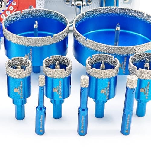 BRSCHNITT Diamond Tile Hole Saw Kit with Pilot Bit - (6-100mm) Dry Diamond Core Drill Bit Triangle Shank&Tile Blade for Porcelain Tile Ceramic Stone Granite Marble - Thumbnail 3