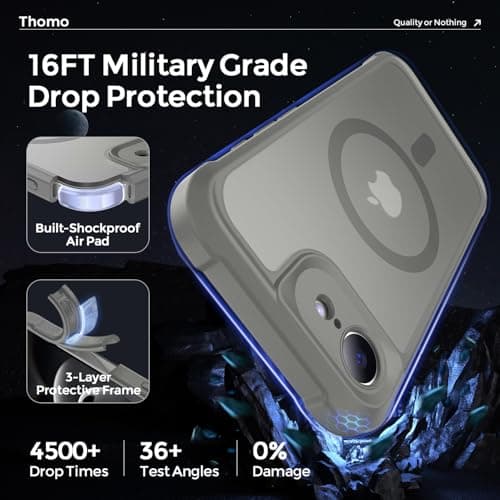 Thomo Magnetic for iPhone 17e Case/iPhone 16e Case, [Full Camera Protection] [Compatible with Magsafe] Military-Grade Shockproof, Anti-Fingerprint Translucent Matte Phone Case,Titanium Gray - Thumbnail 5