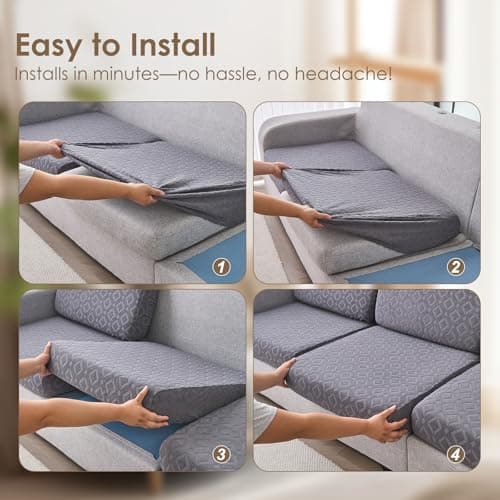 Couch Cushion Covers Waterproof, Stretch Sectional Couch Covers L Shape, Sofa Cushion Covers Washable, Non Slip Magic Sofa Covers, Sofa Slipcovers with Elastic Bottom, Pet-Friendly (1 Backrest Cover) - Thumbnail 6