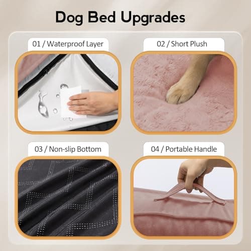 MEKIY Large Orthopedic Dog Bed with Sides XXXL Dog Beds with Removable Washable Cover Non-Slip Waterproof Pet Bed for Extra Large Dogs - Pink XXXL - Thumbnail 5