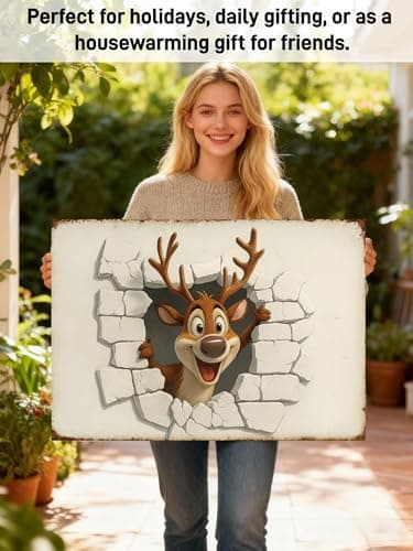 Carastora Christmas Reindeer Holiday Doormat, Anti-Fatigue Mat, Durable and Non-Slip for Indoor and Outdoor Use, Home Decor, Housewarming Gift, Size: 20 x 31 inches - Thumbnail 6