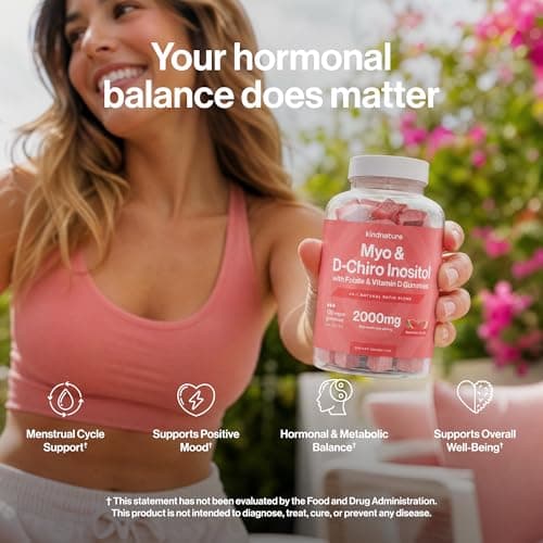 kindnature Myo-Inositol & D-Chiro Inositol Gummies with Vitamin D & Folate - Ideal 40:1 Ratio - 30 Day Supply - Thumbnail 2
