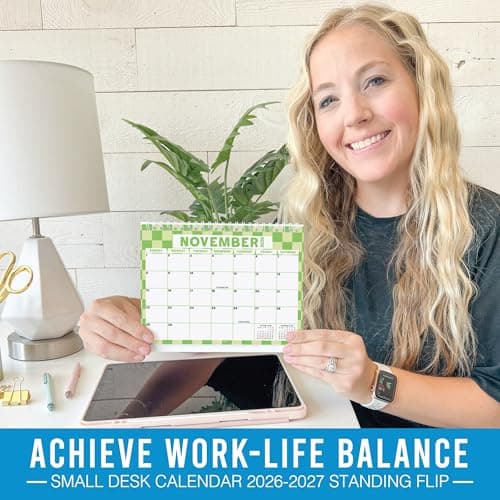 Small Desk Calendar 2026-18-Month 2026 Desk Calendar Small for Home, Office & Classroom, Standing Flip Desks Calendars 2026-2027, Gifts for Coworkers, Teachers & Students - Thumbnail 2