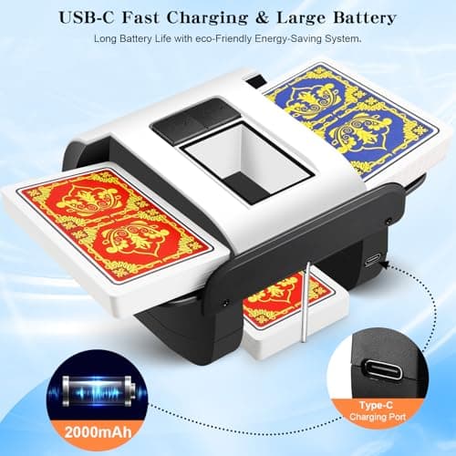 Xixter Automatic Card Shuffler for 2 Decks, Battery Powered Card Shuffler, Cards Shuffler Machine for Poker, Uno, Blackjack, Texas Hold'em, Skip-Bo, Home Card Games (White) - Thumbnail 4