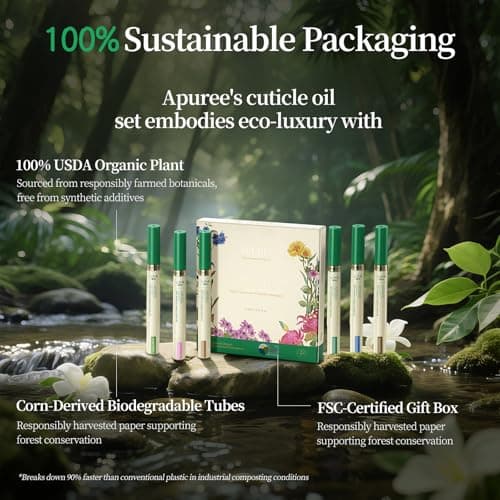APUREE Organic Cuticle Oil Set (6pcs) | 100% Bio-Based | For Nail Dermatitis & Cracked Cuticles | USDA Verified | Hexane Free | Vegan - Thumbnail 6