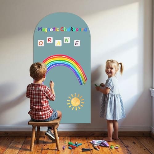 Magnetic Arch Wall Decal for Kids 18x48 Inch,Upgraded Thickened Magnetic Chalkboard for Most Wall,Suitable for Home Decoration Wallpaper and Children's Game Room (Celadon, 18x48 Inch) - Thumbnail 3