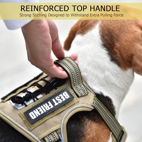 PET MARVEL Heavy Duty Dog Harness with Handle, No Pull Adjustable Outdoor Vest with Metal Buckles, MOLLE Panel & Reflective Strips for Medium Large Dogs - Thumbnail 4