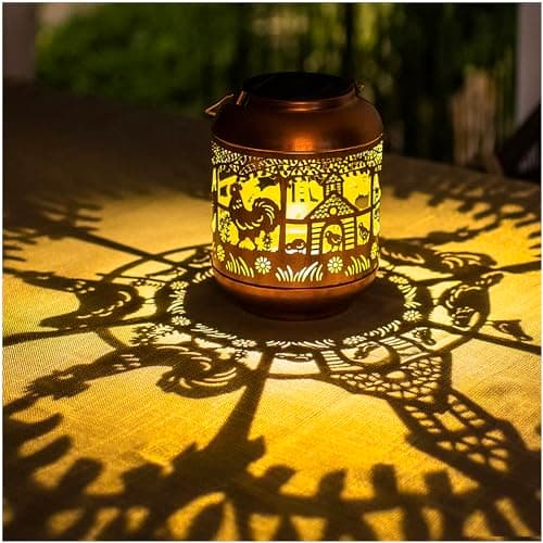 Chicken Solar Lanterns Outdoor Waterproof,Hanging Solar Lights Chicken Gifts for Women Men Metal LED Decorative Light for Yard,Patio,Lawn,Tabletop,Pathway,Landscape,Garden Decor