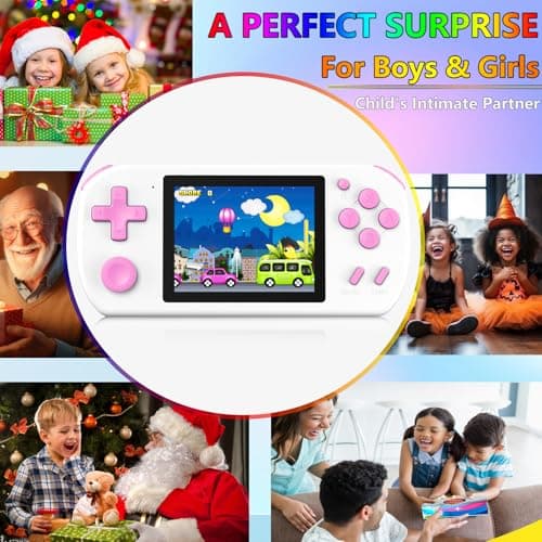TEBIYOU Handheld Games for Kids Built-in 218 Video Games, Portable Kids Travel Toys for Ages 4-13 with Rechargeable Battery 3.0" HD Screen, Mini Gaming Player Birthday Gifts for Boys Girls (White) - Thumbnail 6