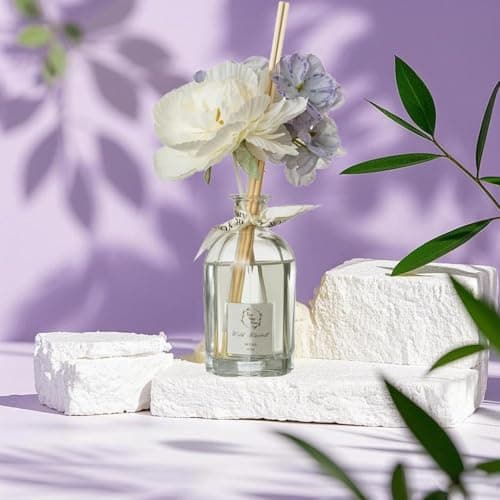 Reed Diffuser Set, Pretty Valley Home Dried Flowers Diffuser 120Ml / 4.05 fl OZ Gift Box - Includes Sticks, Long Lasting Fragrance Oil and Glass Bottle for Office Living Room Decor (Wild Bluebell) - Thumbnail 4