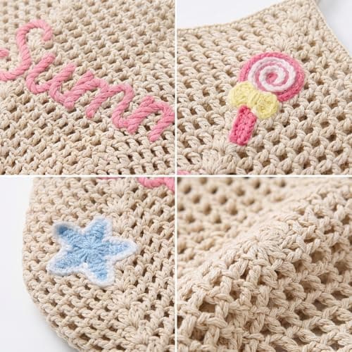 NYLGOXITK Custom Name Hollow-Weave Crochet Tote Bag Personalized Lightweight Woven Beach Bag for Women, Perfect for Bachelorette Party, Vacation & Everyday Outings - Thumbnail 5